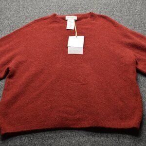 BIANCO & BLU Italy Red Alpaca Wool Blend Crew Neck Sweater Size L NWT